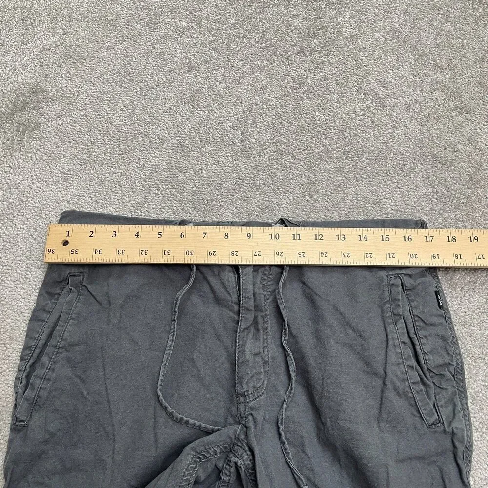 Onia Linen Blend Pants Womens Medium Dark Gray Drawstring Casual Outdoor 34x30.5